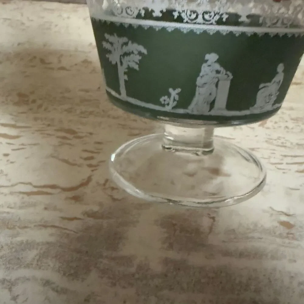 Set of Jeanette glass hellenic Wedgwood shot glasses + sorbet cup green